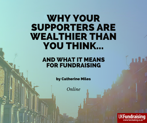 Why your supporters are wealthier than you think... Course by Catherine Miles. Background photo of two sides of a terraced street of houses.
