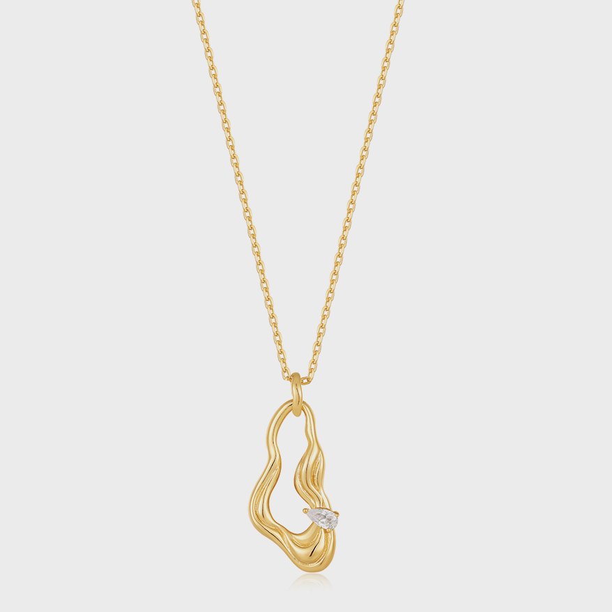 Ania Haie 14K gold plated sterling silver necklace with CZ.