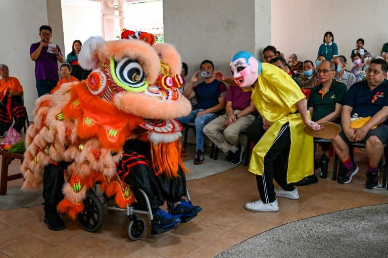 The Silver Pride Lion Troupe has coaxed more than a dozen elderly people out of retirement to perform a revered Lunar New Year tradition (Roslan RAHMAN)