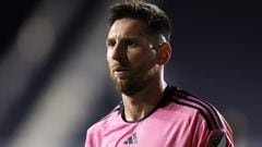 FORT LAUDERDALE, FLORIDA - FEBRUARY 15: Lionel Messi #10 of Inter Miami CF looks on during the first half of a friendly match against Newell's Old Boys at DRV PNK Stadium on February 15, 2024 in Fort Lauderdale, Florida.   Megan Briggs/Getty Images/AFP (Photo by Megan Briggs / GETTY IMAGES NORTH AMERICA / Getty Images via AFP)