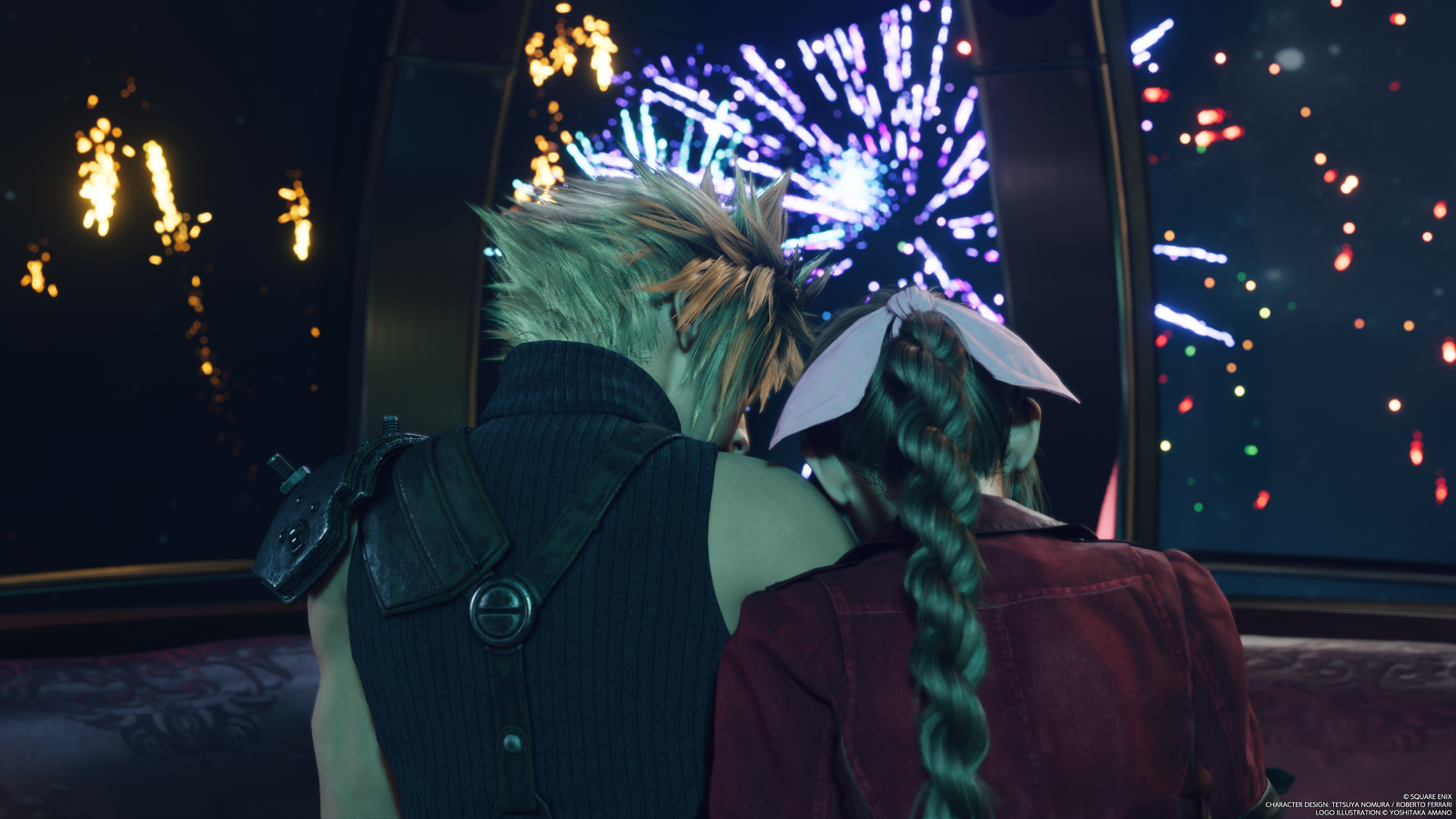 Cloud and Aerith at the Gold Saucer