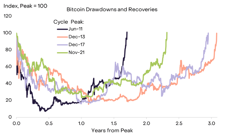 A chart showing Bitcoin's performance after the halving