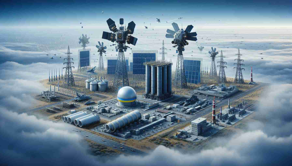 Realistic, high-definition image showcasing a conceptual representation of Ukraine enhancing its air defense system in response to hypothetical attacks on its energy infrastructure. This could include radar installations, anti-aircraft missile systems, defense personnel in tactical gear, cyber defense control rooms, and infrastructural components such as power plants and transmission lines, under a wide expanse of sky, indicating readiness and preparedness. It does not include any identifiable figures or politicians.