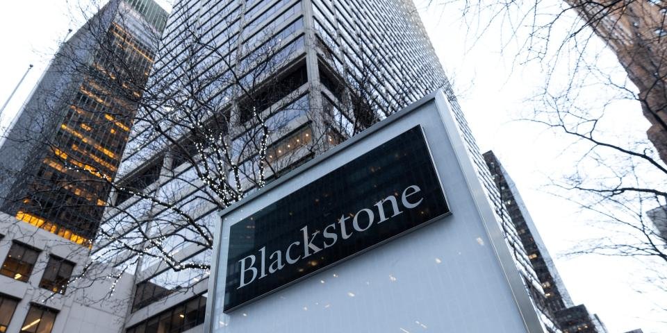 Blackstone signage outside Blackstone Group headquarters in NYC