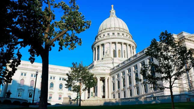 The Wisconsin state capitol building in Madison, Wisconsin. 