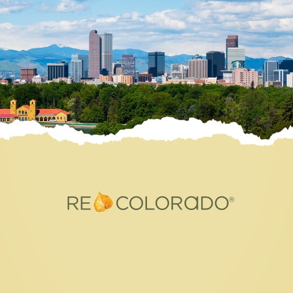 Denver skyline and REcolorado logo