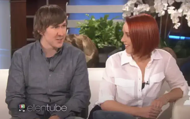 Keir Johnston and his wife, Grace Johnston on the Ellen DeGeneres talkshow in 2015