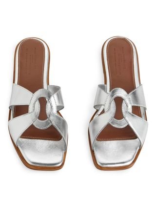 Flat Leather Slip-Ins - Silver - Arket Gb