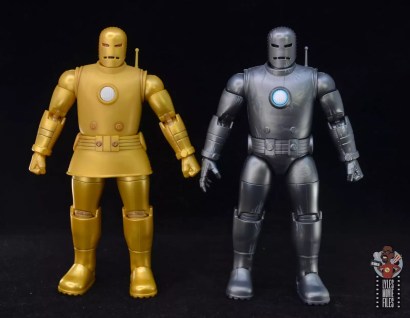 marvel legends iron man model 01-gold review - comparison with model 01 front