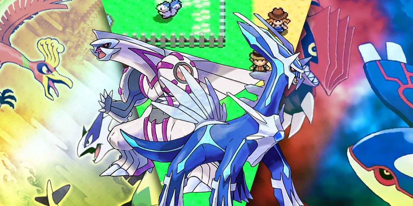Split Images of Pokemon Heartgold&Silver, Diamond&Pearl, and Ruby&Sapphire