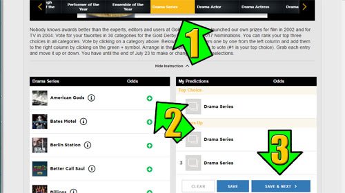 gold derby awards voting instructions