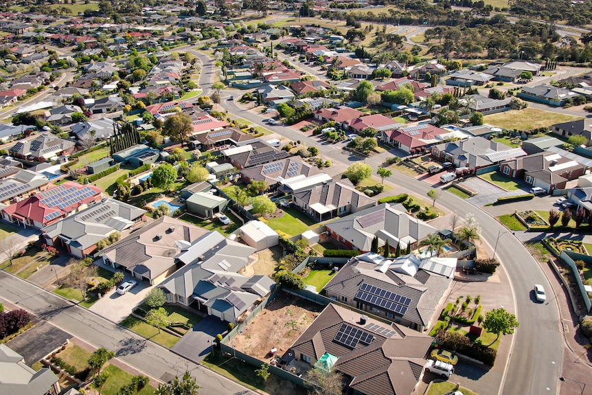 An aerial view of suburban Adelaide.