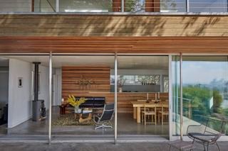 silver lake house in California showing the modern restoration of an existing, modest hillside cabin into a 21st century home