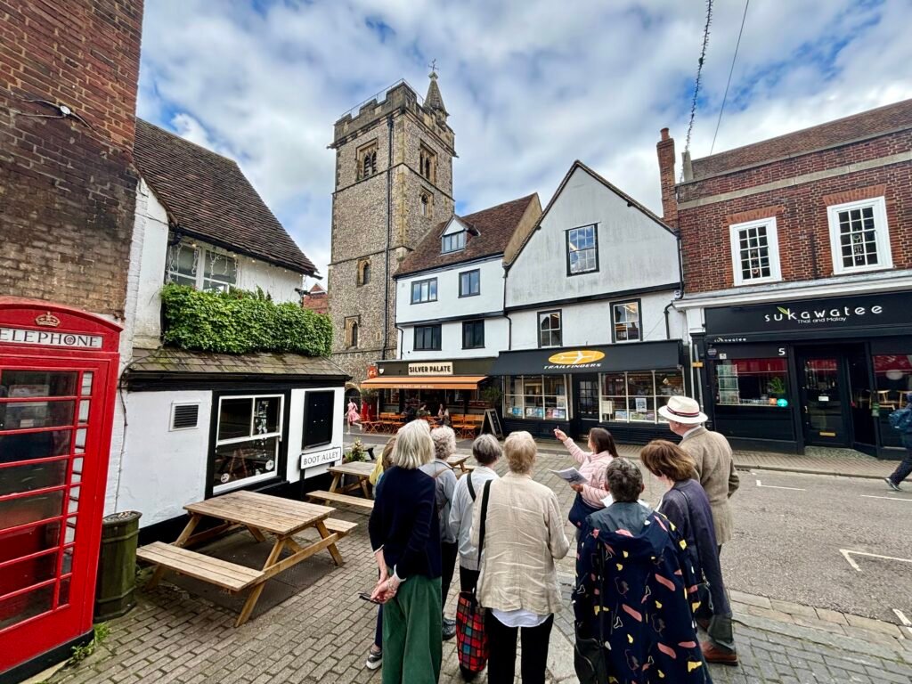 Present day tour guides in Market Place.