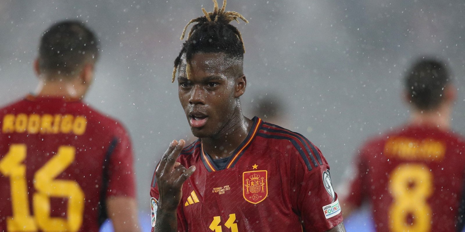  Spain's Nico Williams celebrates scoring their sixth goal