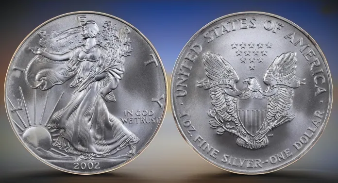 2002 American Silver Eagle. Image: Stack's Bowers / CoinWeek.