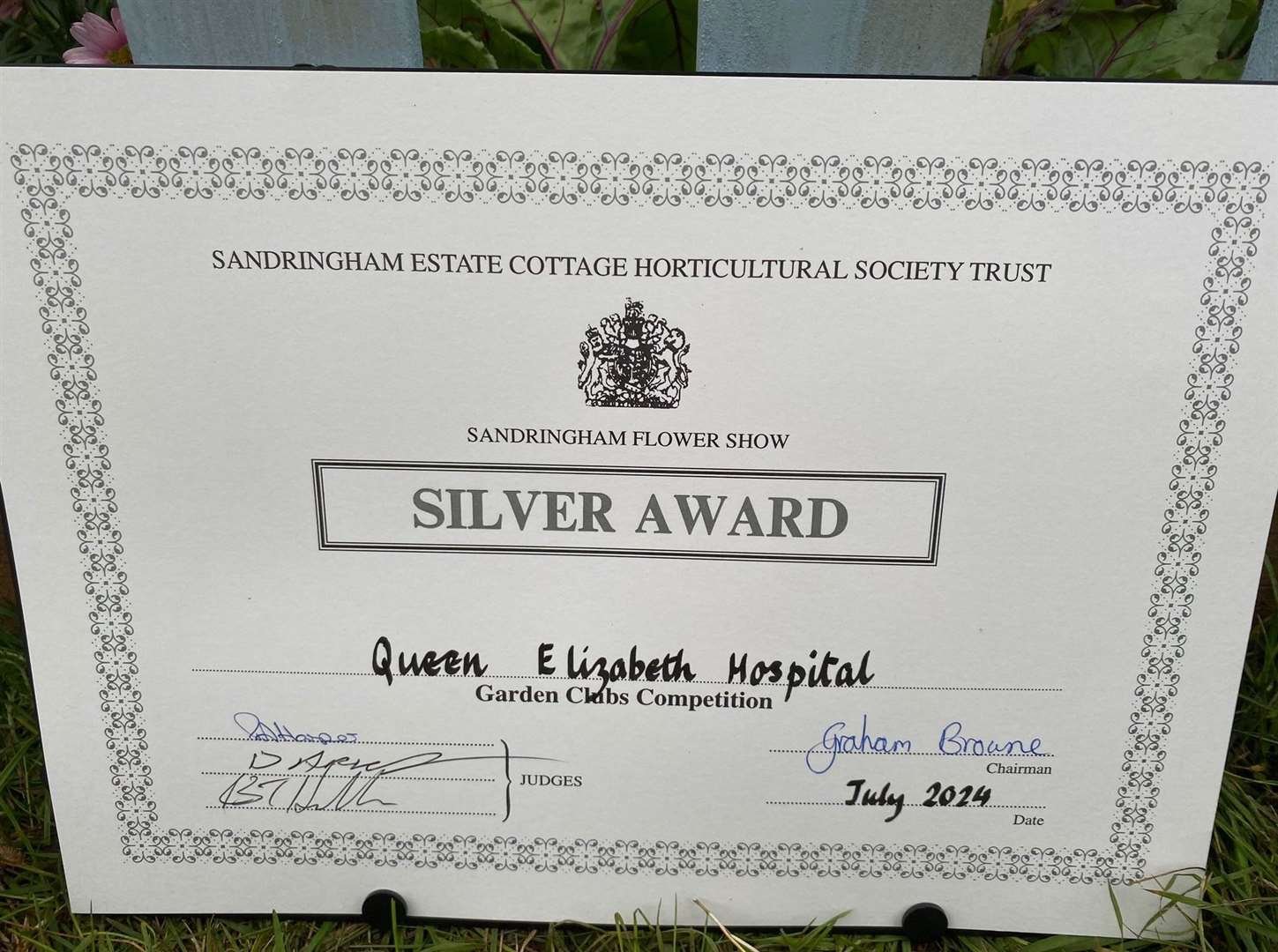 The Courtyard Gardeners received a silver award