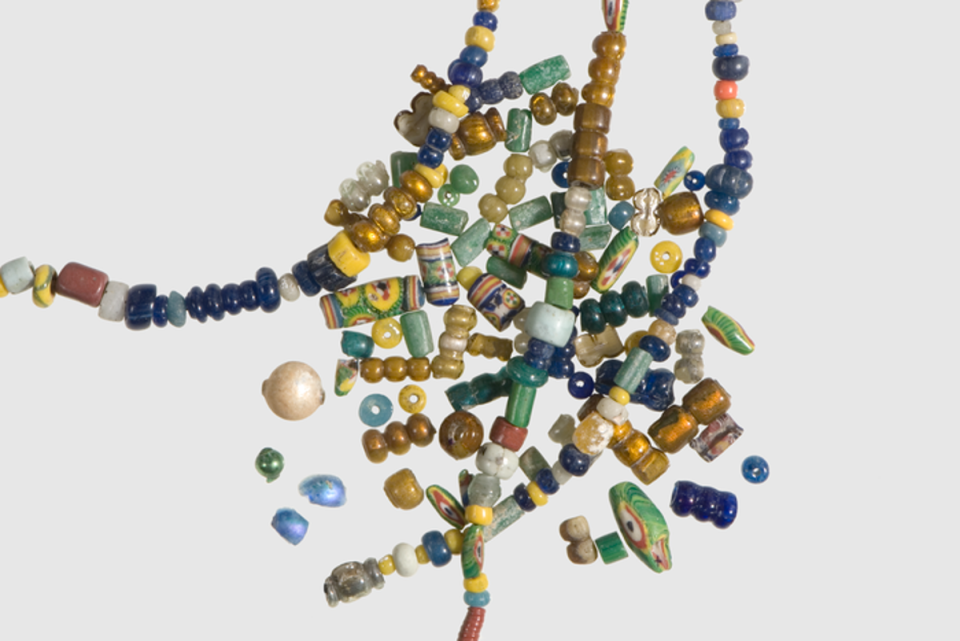 Imported glass beads from late eighth and early ninth century found in Denmark as evidence of long-distance trade (The Museum of Southwest Jutland)