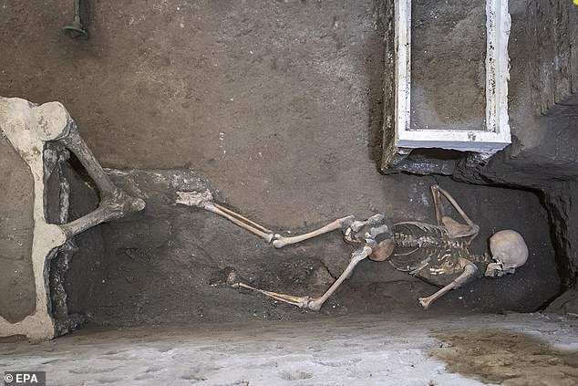 It is believed that the victims chose the small room as a refuge while they waited for the rain of ash and debris to subside. However, they then found themselves trapped in the room after volcanic rocks blocked the door