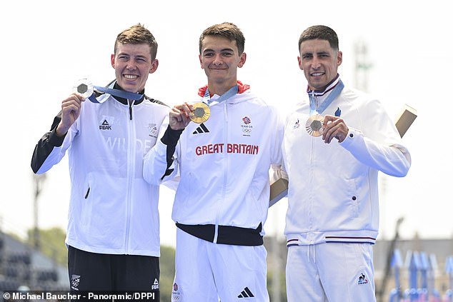 Alex Yee (centre) provided one of the summer's most exhilarating moments when he won triathlon gold