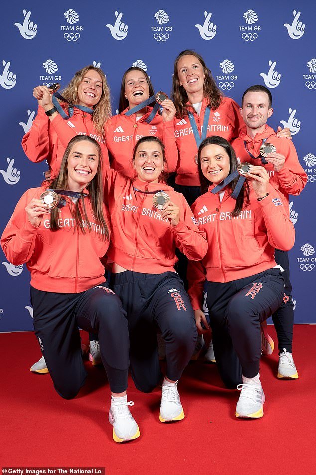 Lauren Irwin, Eve Stewart, Emily Ford, Rowan McKellar, Annie Campbell-Orde, Holly Dunford, and Henry Fieldman all seemed in high spirits as they posed with their medals