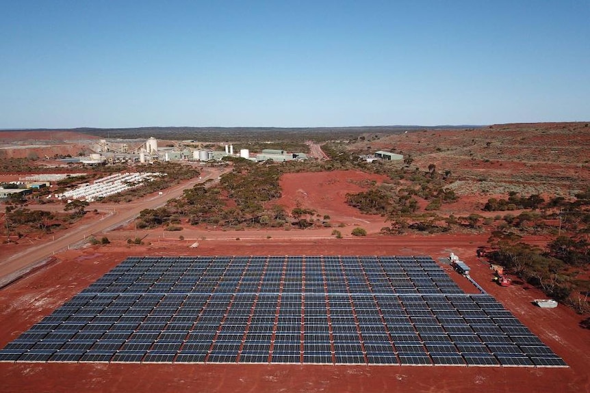 Solar panels at a remote mine site in the outback.  