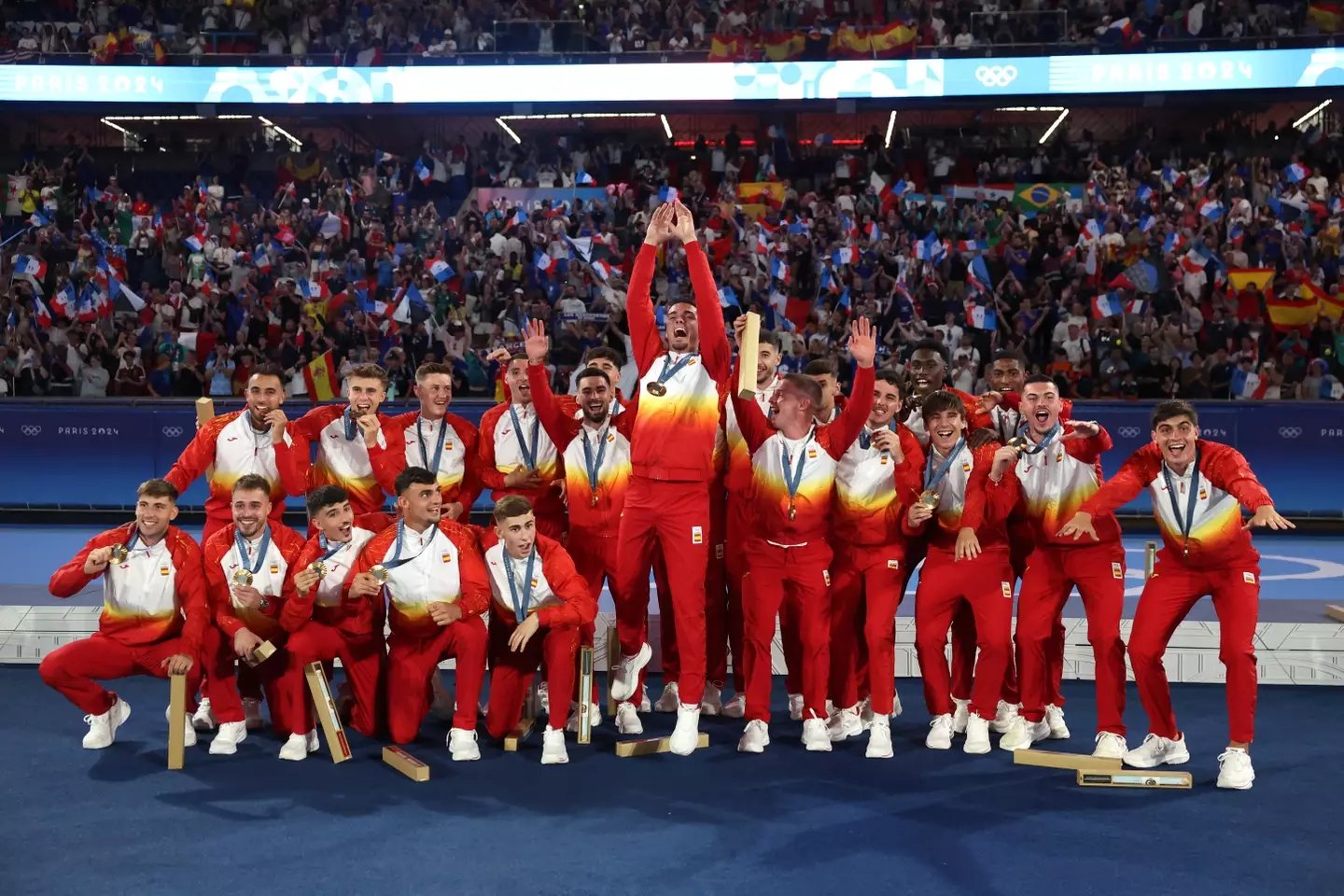 Every member of the Spanish team was given a gold medal. (Harriet Lander - FIFA/FIFA via Getty Images)