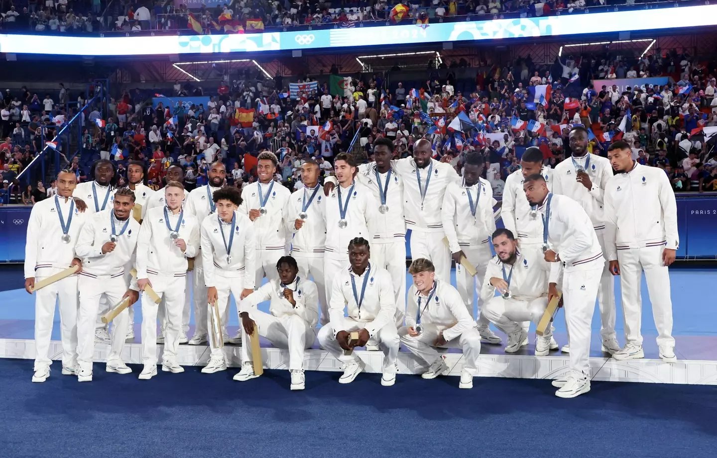 Theo De Percin on the far right pictured without a medal. (Xavier Laine/Getty Images)