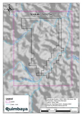 Figure 1. Lidar polygon at Tahami South Project Vein Systems. (CNW Group/Quimbaya Gold Inc.)