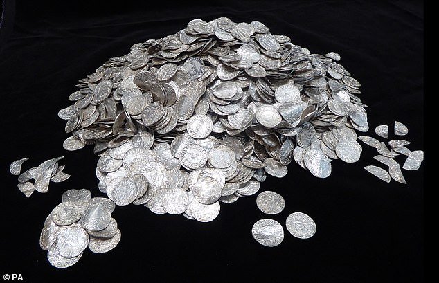 Pictured are the silver coins from the Chew Valley hoard which have been acquired for a record £4.3million