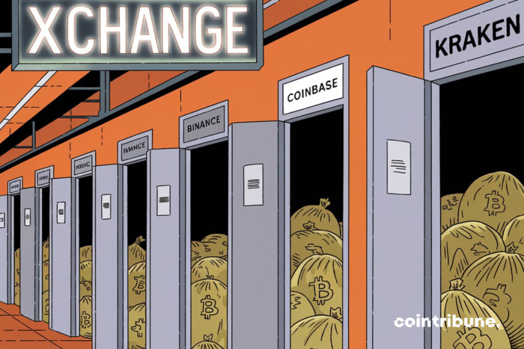 Illustration de réserves d'exchange évidées de bitcoins