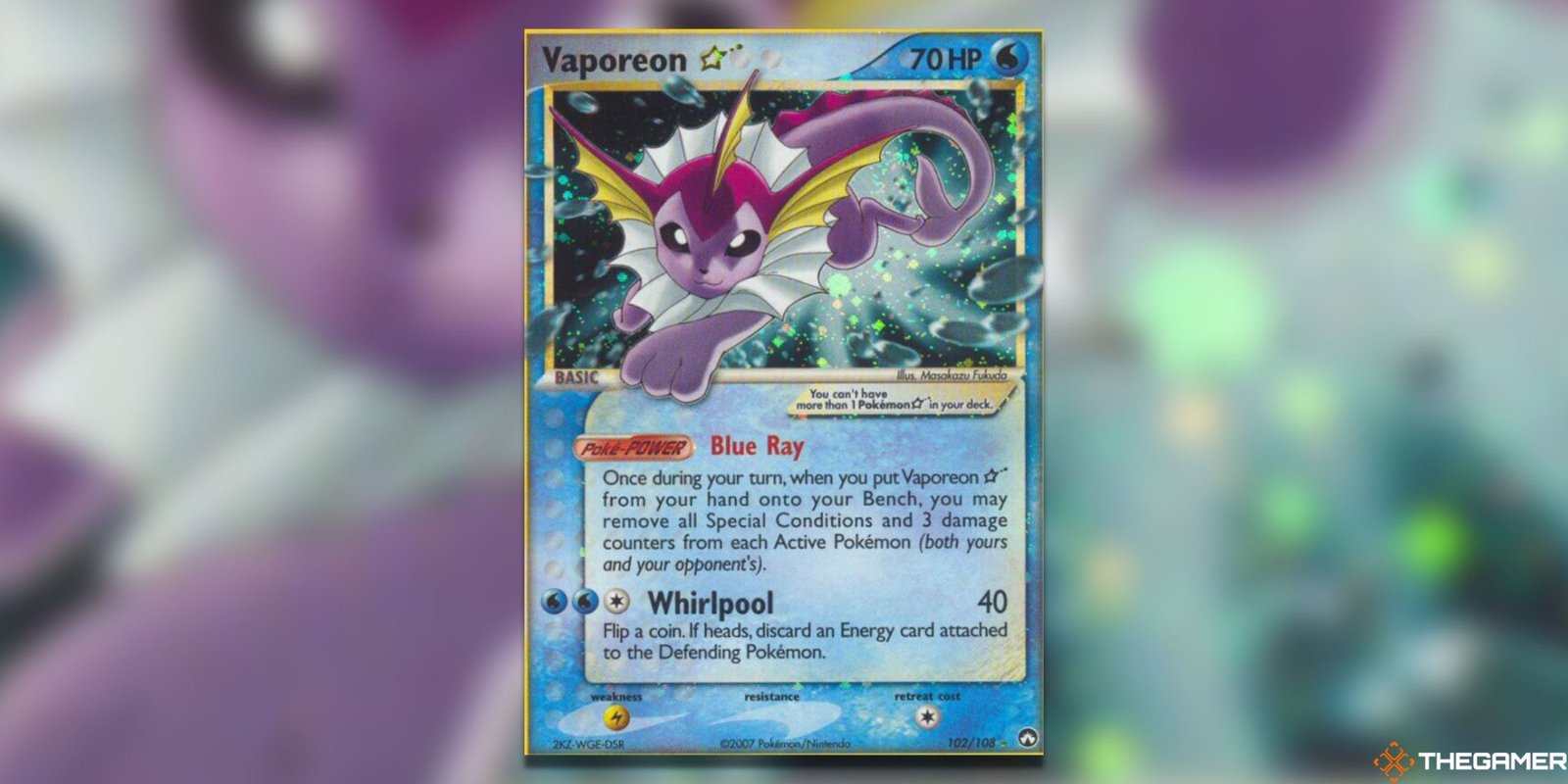 The Power Keepers Vaporeon Star from the Pokemon TCG.