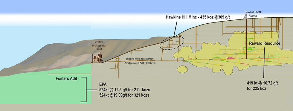 Underground at Vertex Minerals' Reward gold mine